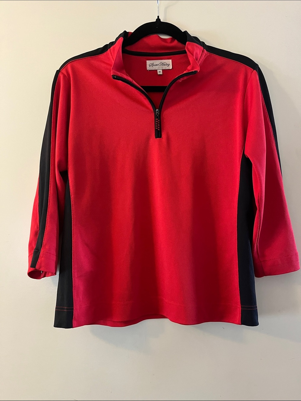 Sport Haley Red with Black Trim Quarter-Zip Pullover